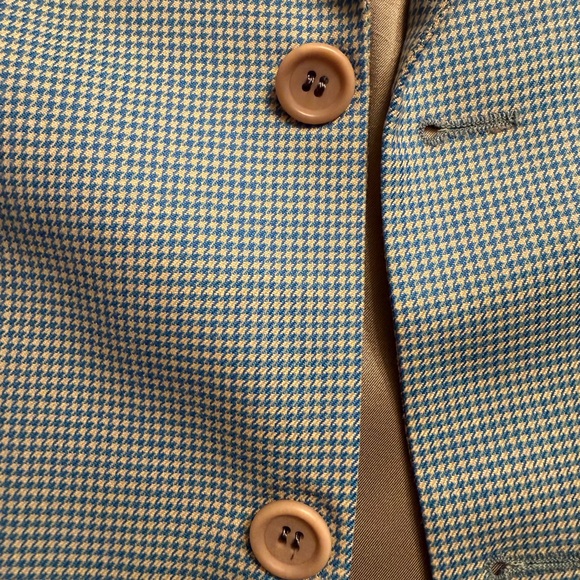 Hugo Boss Corleone 100% Wool Sport Coat Blazer BlueTan Micro Houndstooth Mens44R - Picture 5 of 10